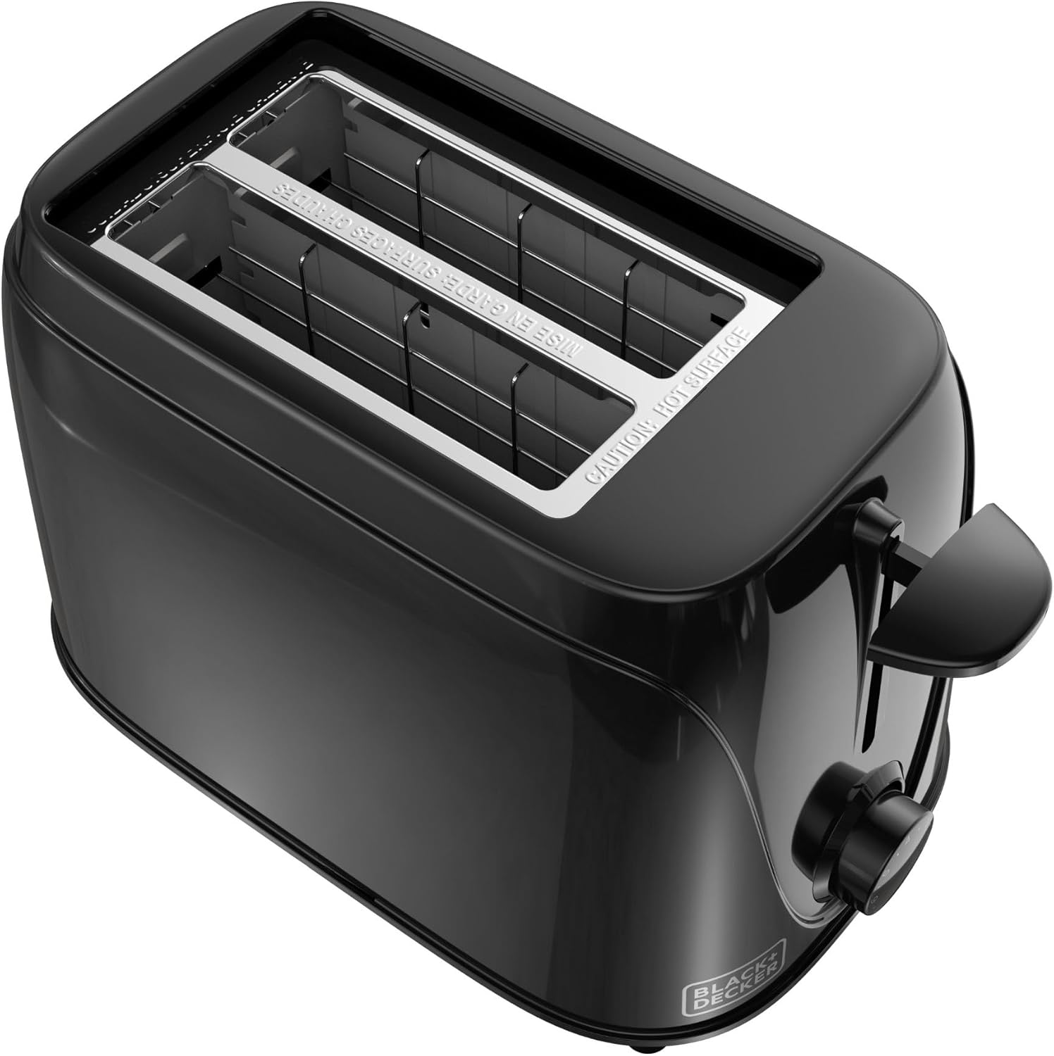 Black+Decker 2-Schlitz Toaster – Kompakter Küchen-Toaster mit einstellbarem Bräunungsgrad und entnehmbarer Krümelschublade