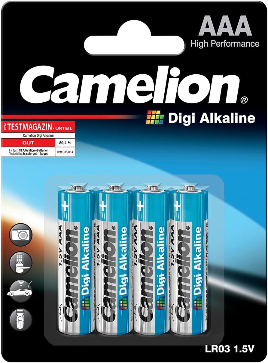 Piles Camelion AAA (lot de 4) – Piles alcalines AAA hautes performances, puissance longue durée pour télécommandes, jouets, appareils électroniques