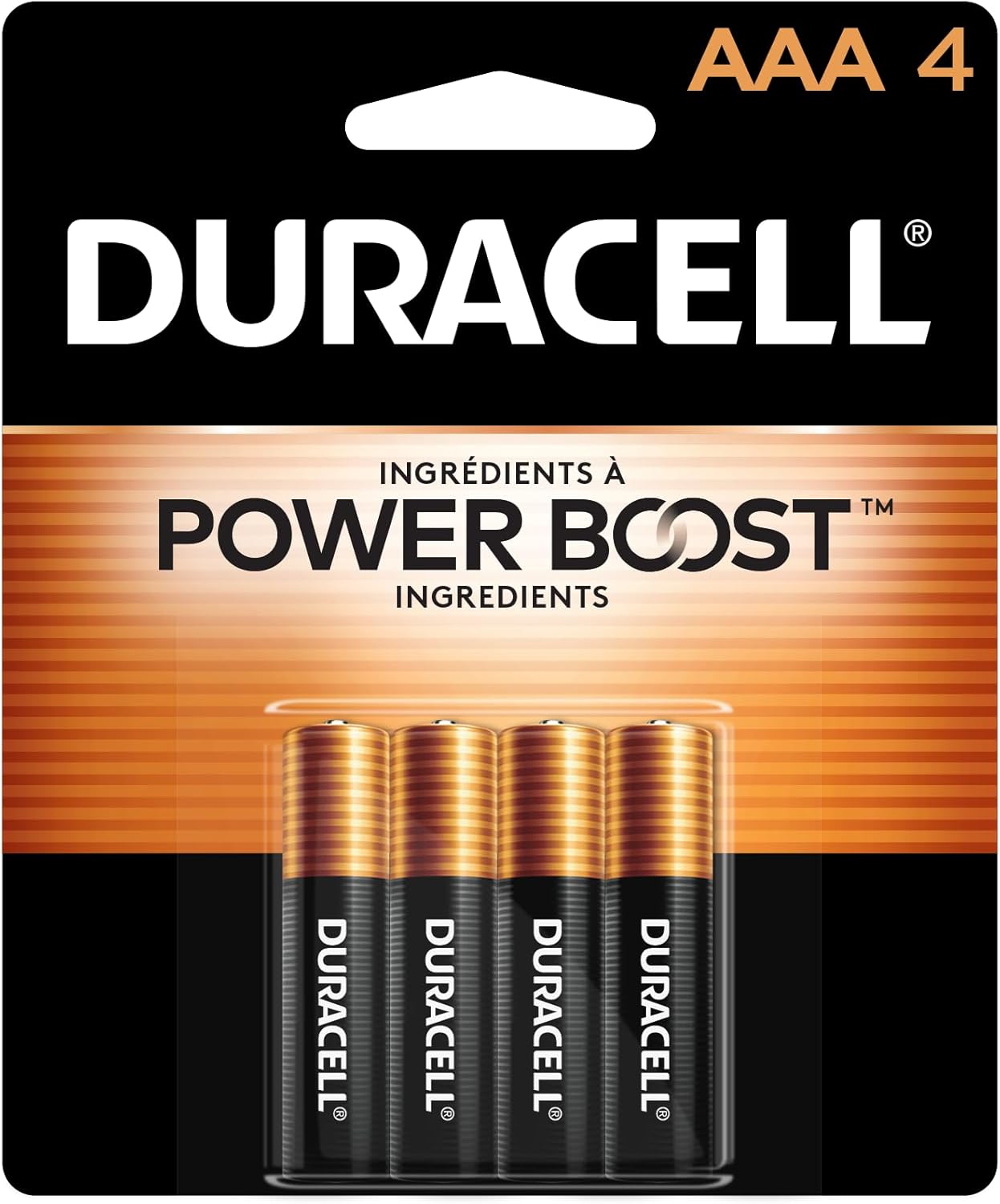 Piles Duracell Power Boost AAA (lot de 4) – Piles alcalines AAA longue durée pour télécommandes, jouets, appareils électroniques et appareils du quotidien