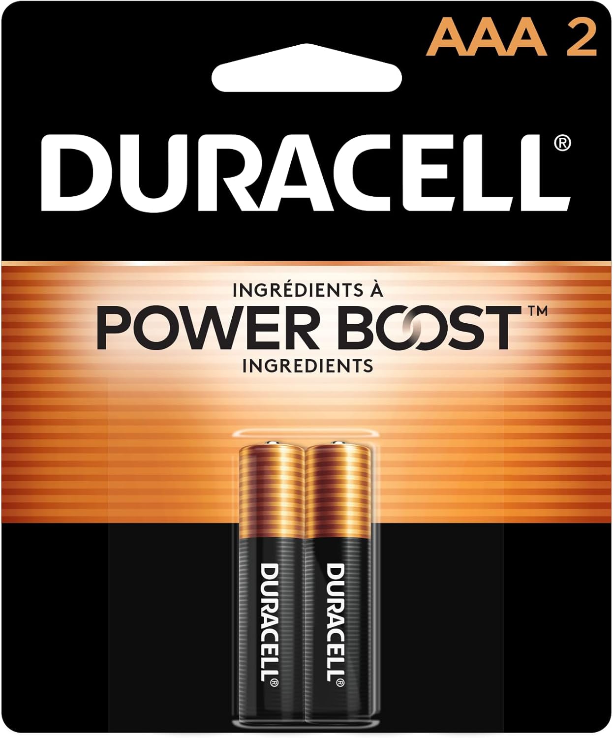 Piles Duracell Power Boost AAA, paquet de 2 – Piles alcalines AAA longue durée pour télécommandes, jouets, horloges et appareils quotidiens