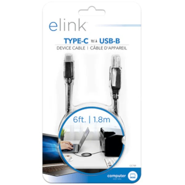 ELINK CC791 USB-C zu USB-B Druckerkabel – 1,8m USB Typ-C zu USB Typ-B Drucker- & Scannerkabel für Drucker, Scanner, MIDI-Geräte & externe Geräte