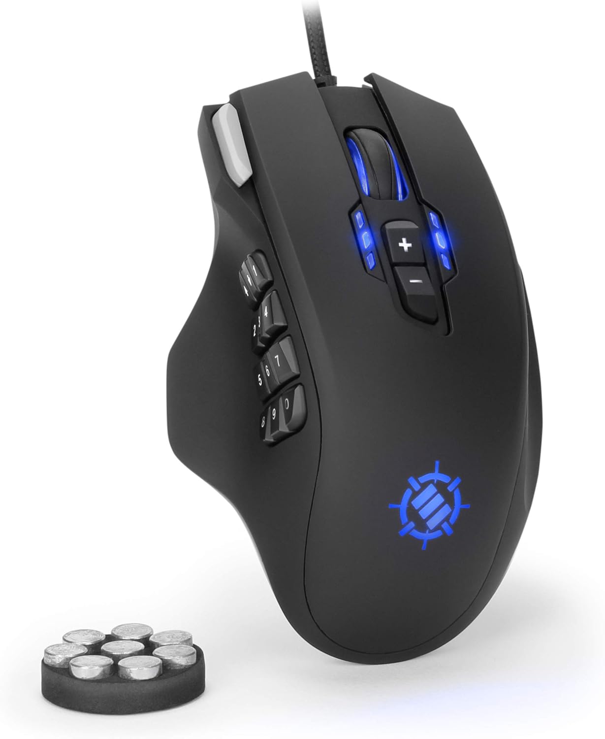 Souris Gaming ENHANCE Theorem 2 MMO – Souris de jeu avec 13 boutons latéraux programmables, capteur optique haute résolution, éclairage RGB, design ergonomique pour les joueurs PC