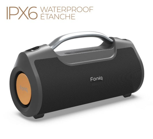 Enceinte Bluetooth portable Foniq Apollo 1PX6 – Étanche IPX6, basses puissantes, lumières LED, enceinte sans fil rechargeable
