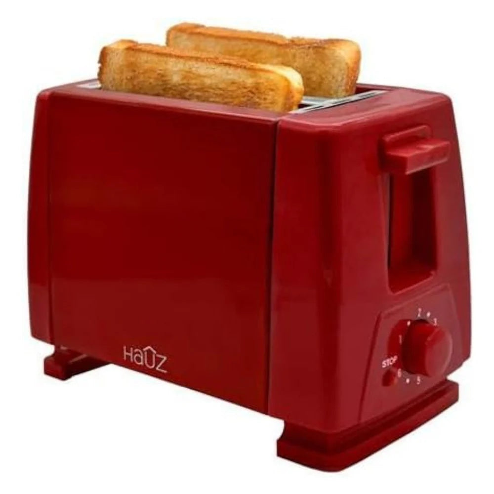 HAUZ AT2SR 2-Schlitz-Toaster – Kompakter Elektro-Toaster mit einstellbarem Bräunungsgrad, breiten Schlitzen und herausnehmbarer Krümelschublade