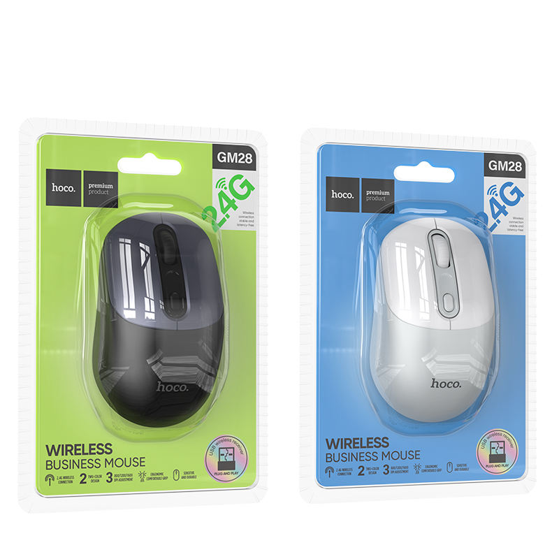 HOCO GM28 Kabellose Maus – 2.4G Optische Computermaus mit einstellbaren 1600 DPI, Ergonomisches & Lautloses Design für Laptop und PC