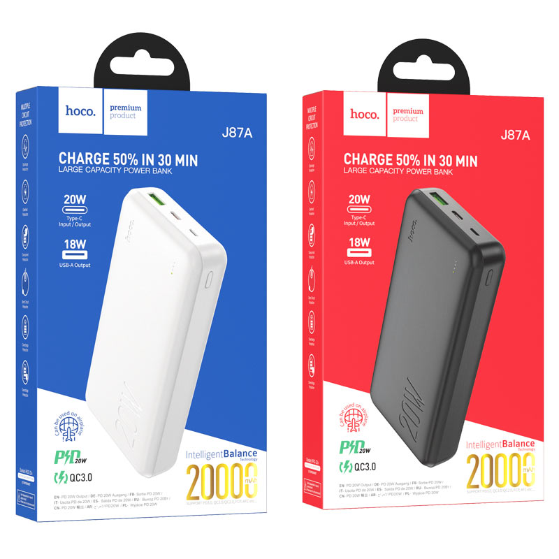 HOCO J87A 30.000mAh Powerbank – Tragbares Hochleistungs-Schnellladegerät für Smartphones & Tablets