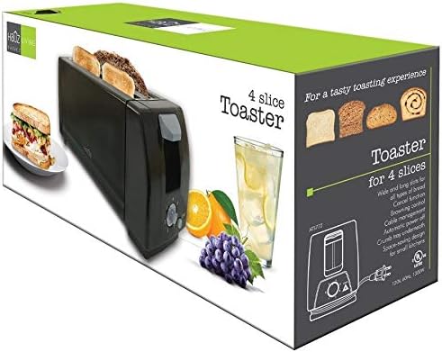 HAUZ ATS-772 4-Scheiben Toaster – Elektrischer Brot-Toaster für die ganze Familie mit einstellbarer Bräunungsgradkontrolle, breiten Schlitzen & herausnehmbarer Krümelschublade