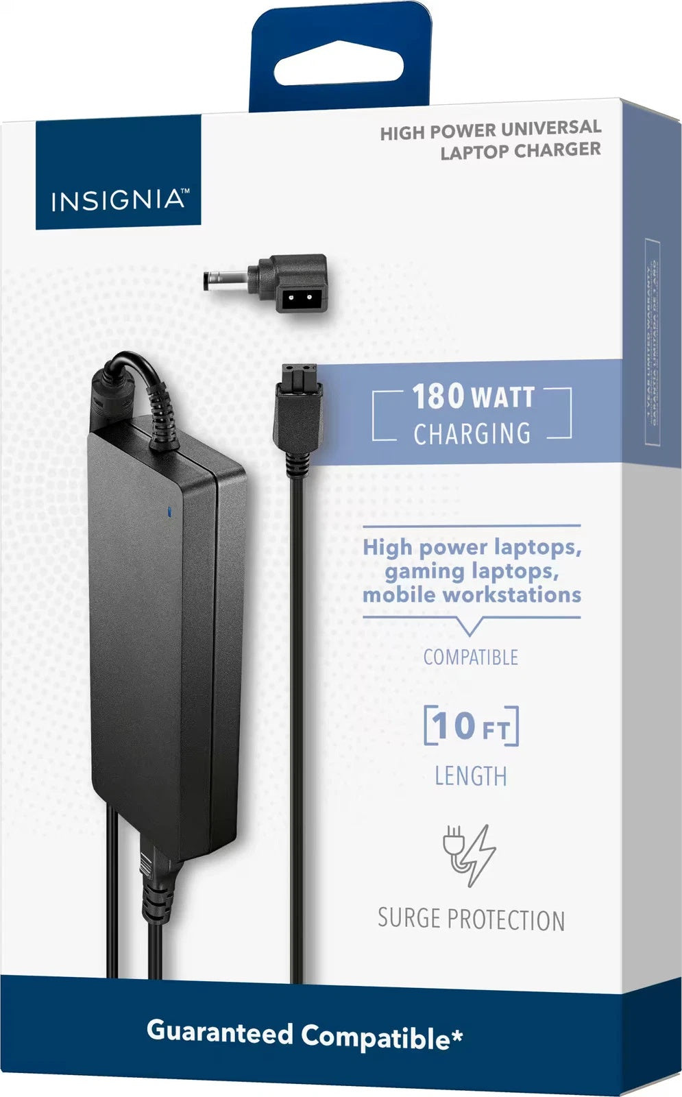 Insignia NS-PWL9180-C 180W Universal Laptop Charger – High Power AC Adapter with Multiple Tips for Laptops, Adjustable Voltage Power Supply