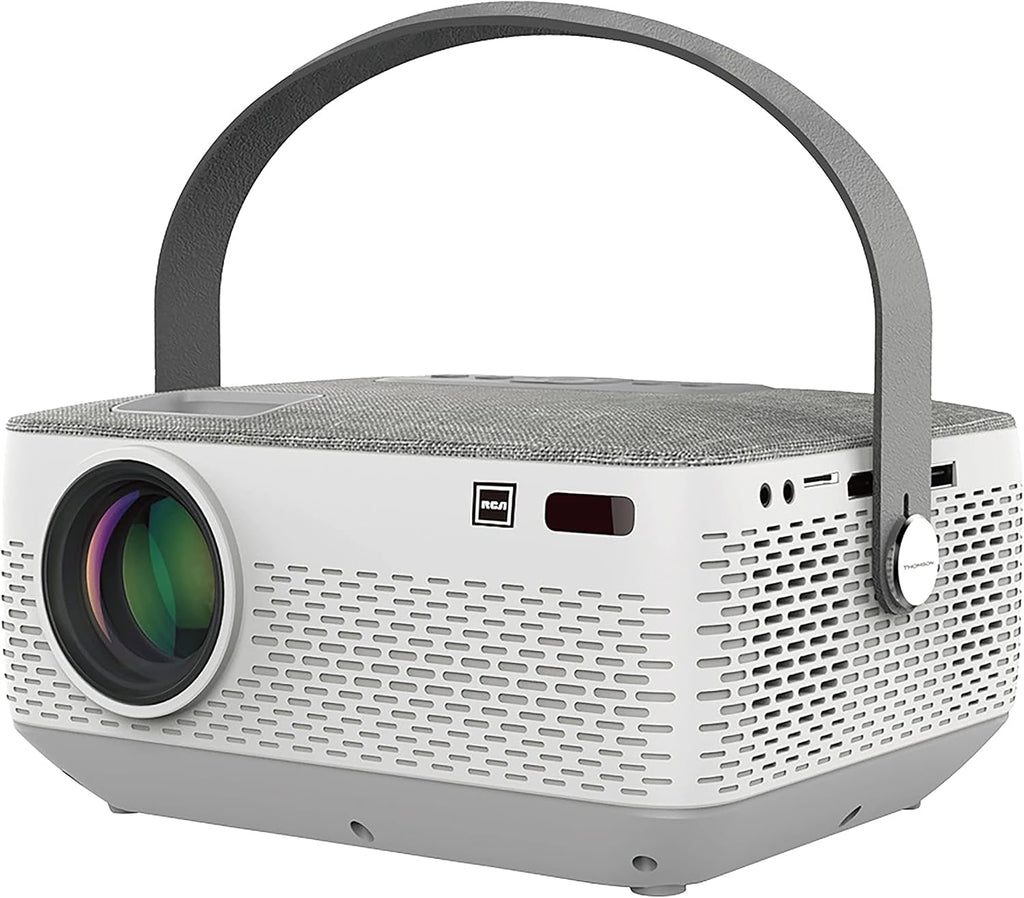 RCA RPJ402 1080p Bluetooth 5.0 Home Theater Projector – Portable HD Video Projector with HDMI, USB & Wireless Audio for Movies, Gaming & Streaming