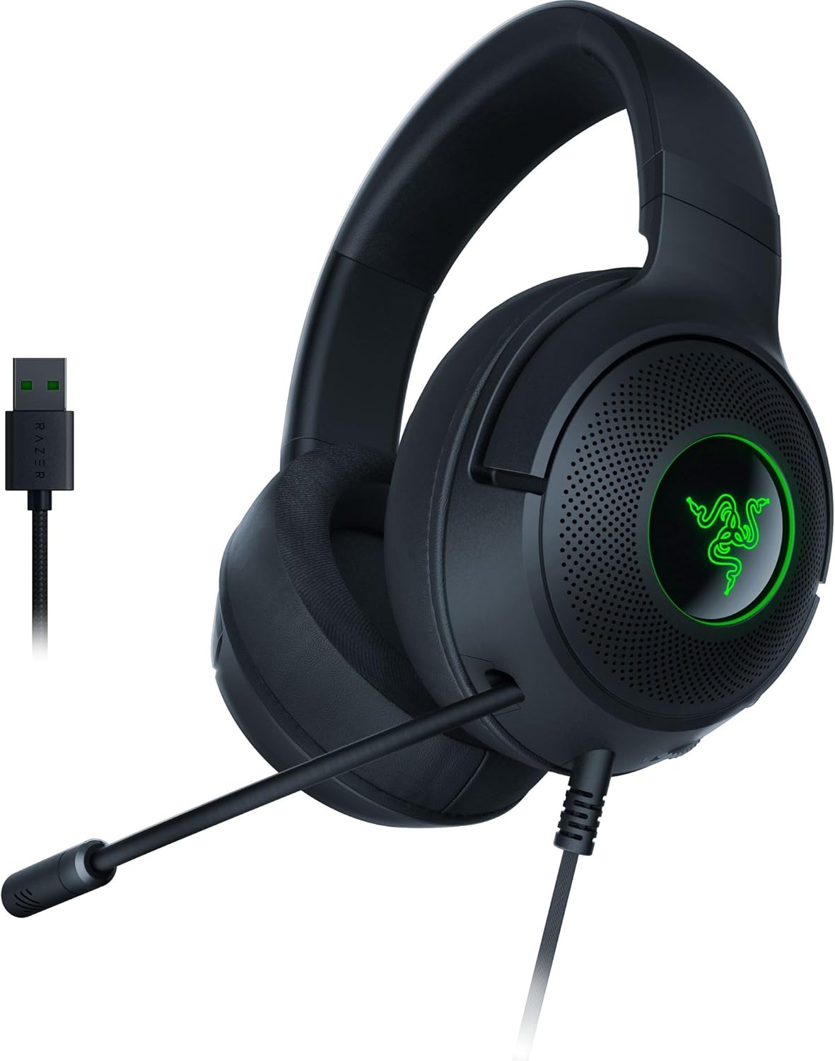 Razer Kraken V3 X Wired USB Gaming Headset – Lightweight 7.1 Surround Sound RGB Headphones for PC Gamers