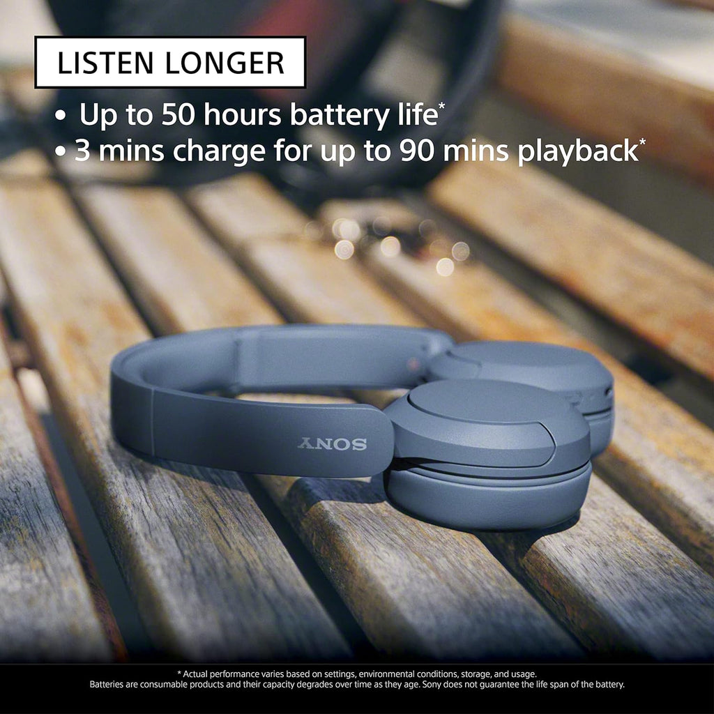 Sony WH-CH520 Wireless Bluetooth Headphones – Lightweight On-Ear Headphones with 50-Hour Battery, Built-in Microphone & Deep Bass Sound - YZ, LZ, PZ, BZ