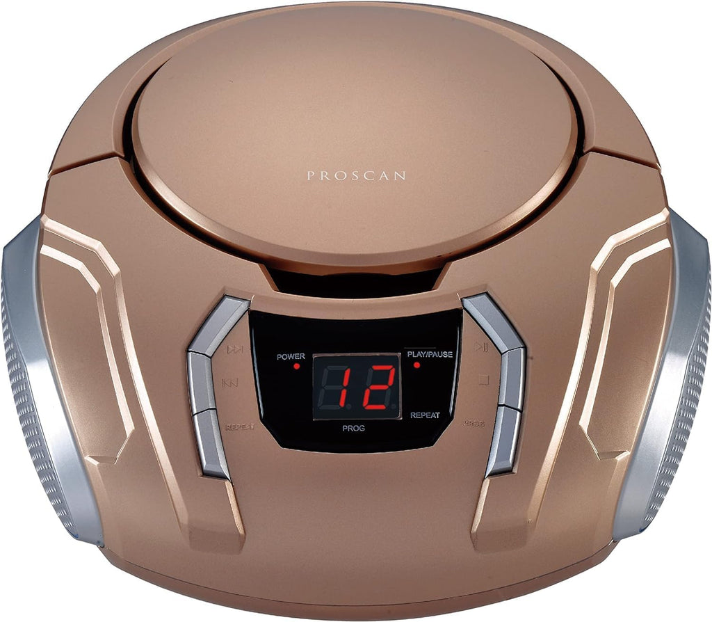 Sylvania SRCD261-B Tragbarer CD Boombox mit AM/FM Radio – Kompakter CD-Player Stereo Lautsprecher mit AUX-Eingang, LCD-Display & Tragegriff