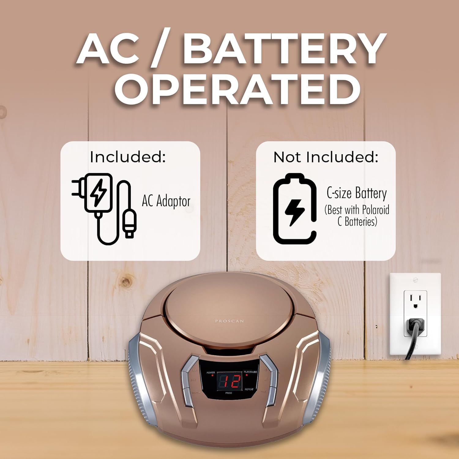 Lecteur CD portable Sylvania SRCD261-B avec radio AM/FM – Lecteur CD compact, haut-parleur stéréo, entrée AUX, écran LCD et poignée de transport
