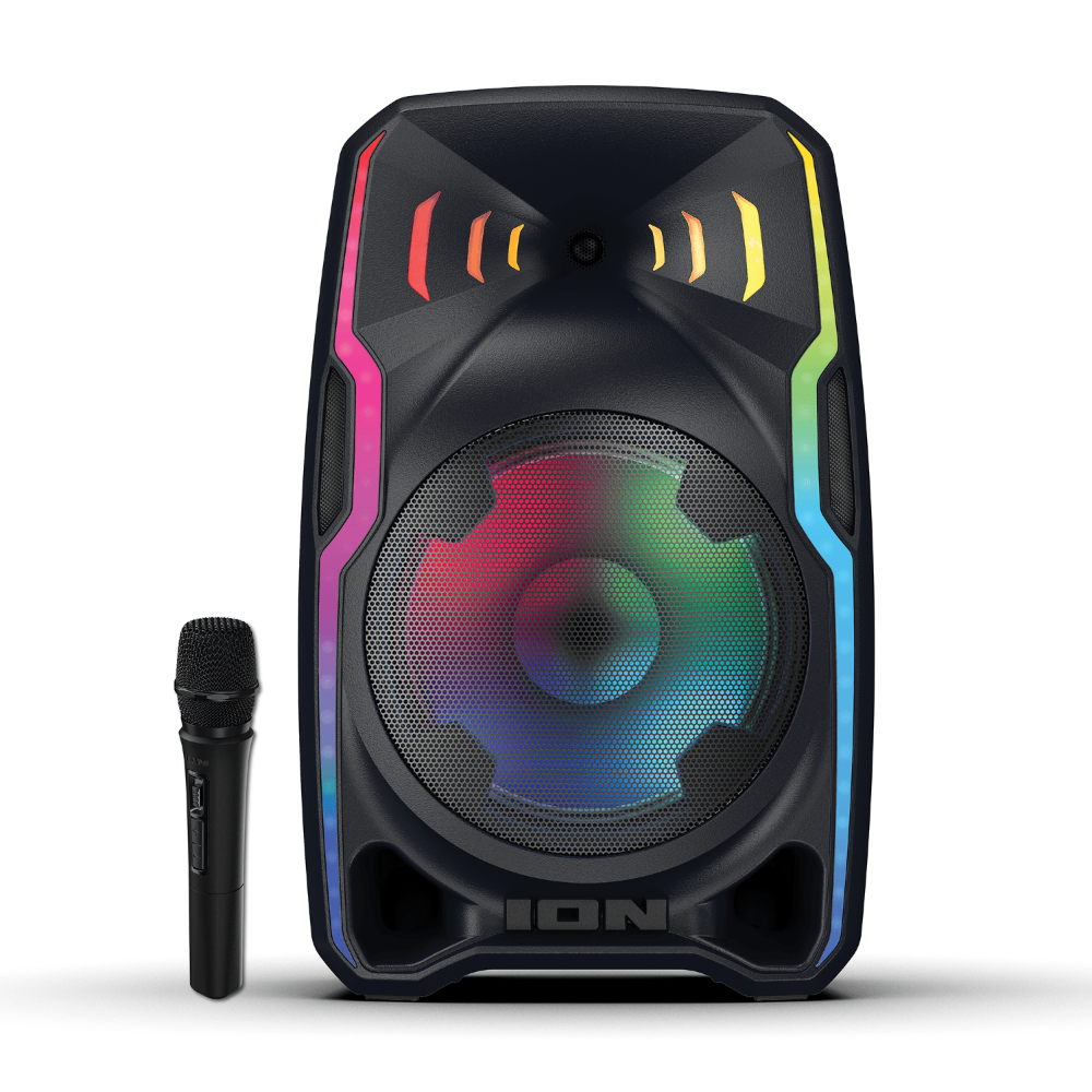 ION Total PA Apex 500W Bluetooth Party-Lautsprecher mit 15"-Tieftöner, LED-Lichtshow, Karaoke-Mikrofon, USB-Ladefunktion & Rollen – Leistungsstarkes tragbares PA-Soundsystem
