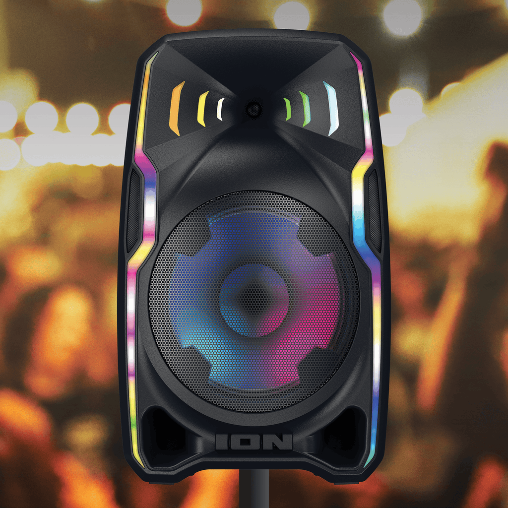 ION Total PA Apex 500W Bluetooth Party-Lautsprecher mit 15"-Tieftöner, LED-Lichtshow, Karaoke-Mikrofon, USB-Ladefunktion & Rollen – Leistungsstarkes tragbares PA-Soundsystem
