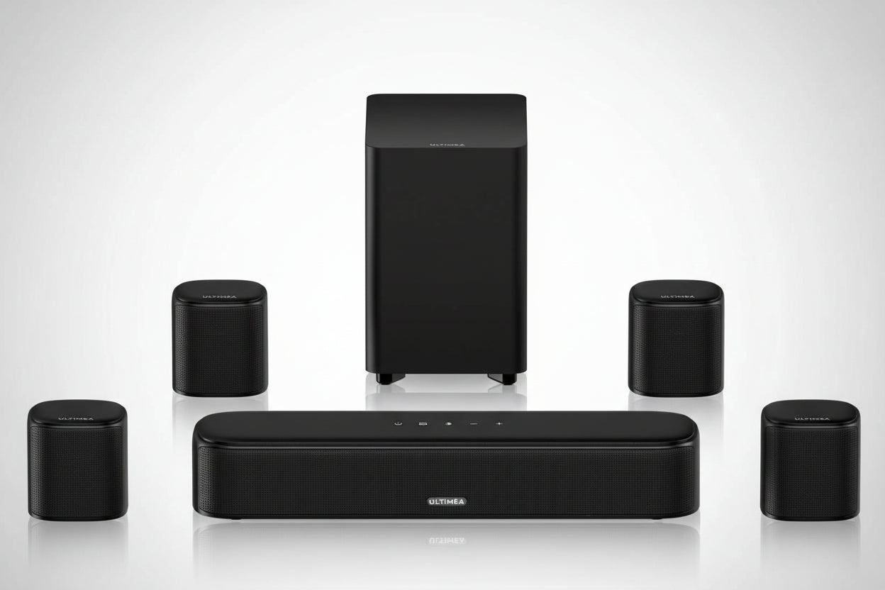 ULTIMEA 7.1ch Virtuelle Surround Soundbar – TV Soundbar mit 4 Surround-Lautsprechern, 3D Home Theater Surround Sound System, Bluetooth & HDMI Kompatibel