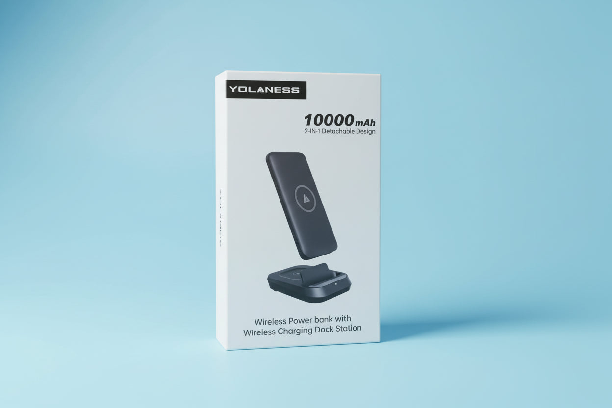 Batterie externe YOLANESS 10000 mAh – Chargeur portable rapide avec sortie USB pour iPhone, Android, Tablette