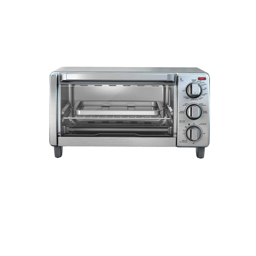 BLACK+DECKER TO1745SSD Toaster Oven – 4-Slice Stainless Steel Countertop Toaster Oven with Bake, Broil & Toast Functions