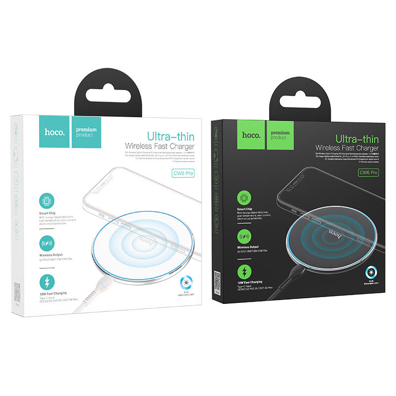 HOCO CW6 Pro Fast Wireless Charger Stand – 15W Qi Wireless Charging Dock for iPhone & Android Smartphones