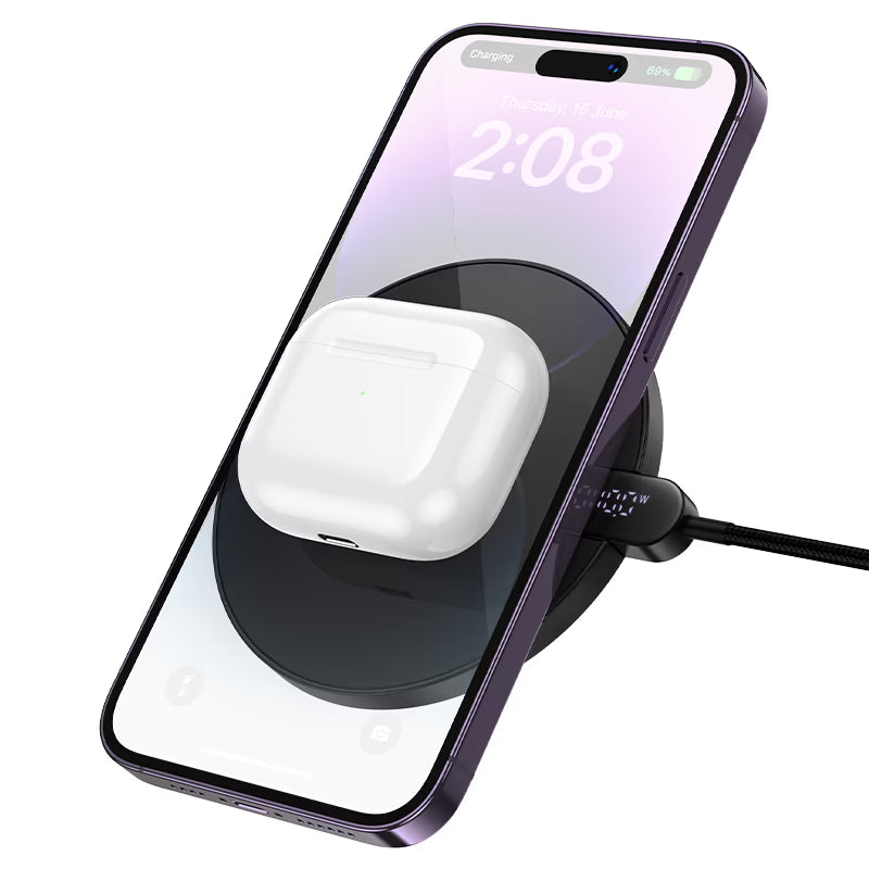HOCO CW62 15W Fast Wireless Charger Pad – Qi Compatible Charging Pad for iPhone, Samsung Galaxy & Android Smartphones