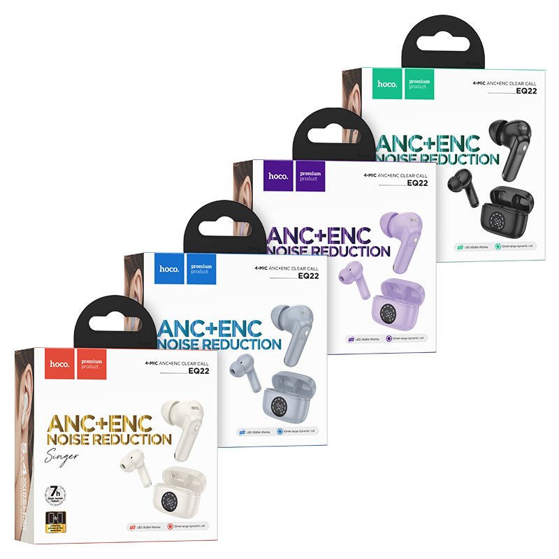 HOCO EQ22 True Wireless Earbuds Bluetooth 5.3 kabellose Kopfhörer – Touch-Steuerung, HD-Stereo-Klang, Ladecase & lange Akkulaufzeit