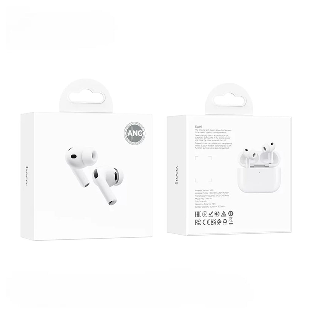 HOCO EW97 True Wireless Bluetooth Earbuds with Charging Case – HiFi Stereo Sound, Touch Control, Built-in Microphones, Long Battery Life