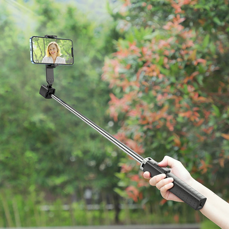 HOCO K18 Kabelloser Bluetooth Selfie-Stick Stativ – Tragbarer ausziehbarer Handyhalter mit Fernauslöser für iPhone & Android Smartphones