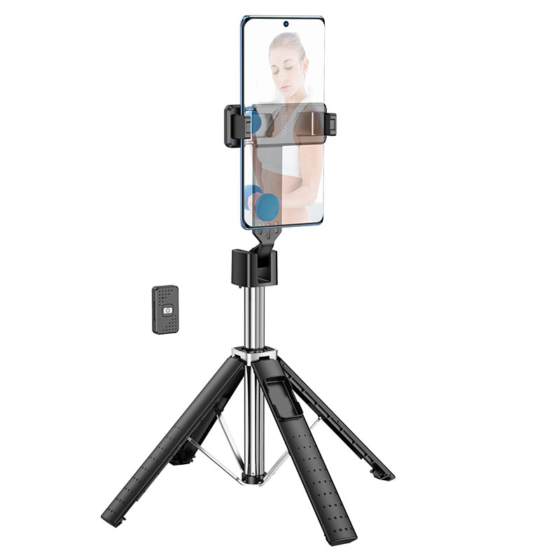 HOCO K18 Kabelloser Bluetooth Selfie-Stick Stativ – Tragbarer ausziehbarer Handyhalter mit Fernauslöser für iPhone & Android Smartphones