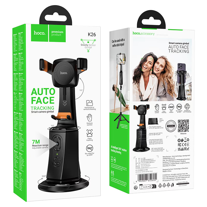 HOCO K26 Tragbarer Bluetooth Selfie Stick Stativ – Ausziehbarer Smartphone-Ständer mit kabelloser Fernbedienung, kompakter Reise-Selfie-Stick für iPhone & Android