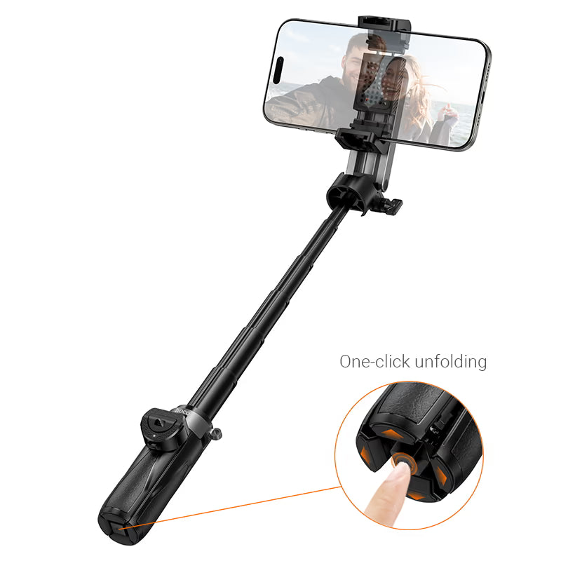 HOCO K27 Magic Portable Bluetooth Selfie Stick Tripod – Mini Aluminum Alloy Live Broadcast Stand with Wireless Remote for Smartphones (4.5–7.0 inch)