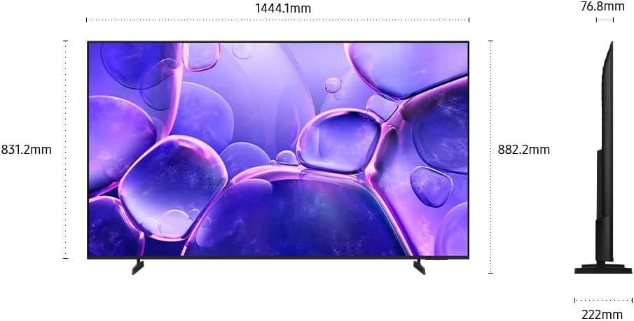 SAMSUNG 65-Inch U8000 Crystal UHD 4k Smart TV, Crystal Processor 4K, HDR, Titan Grey Metal Stream Design, Q-Symphony, Gaming Hub, 3 HDMI