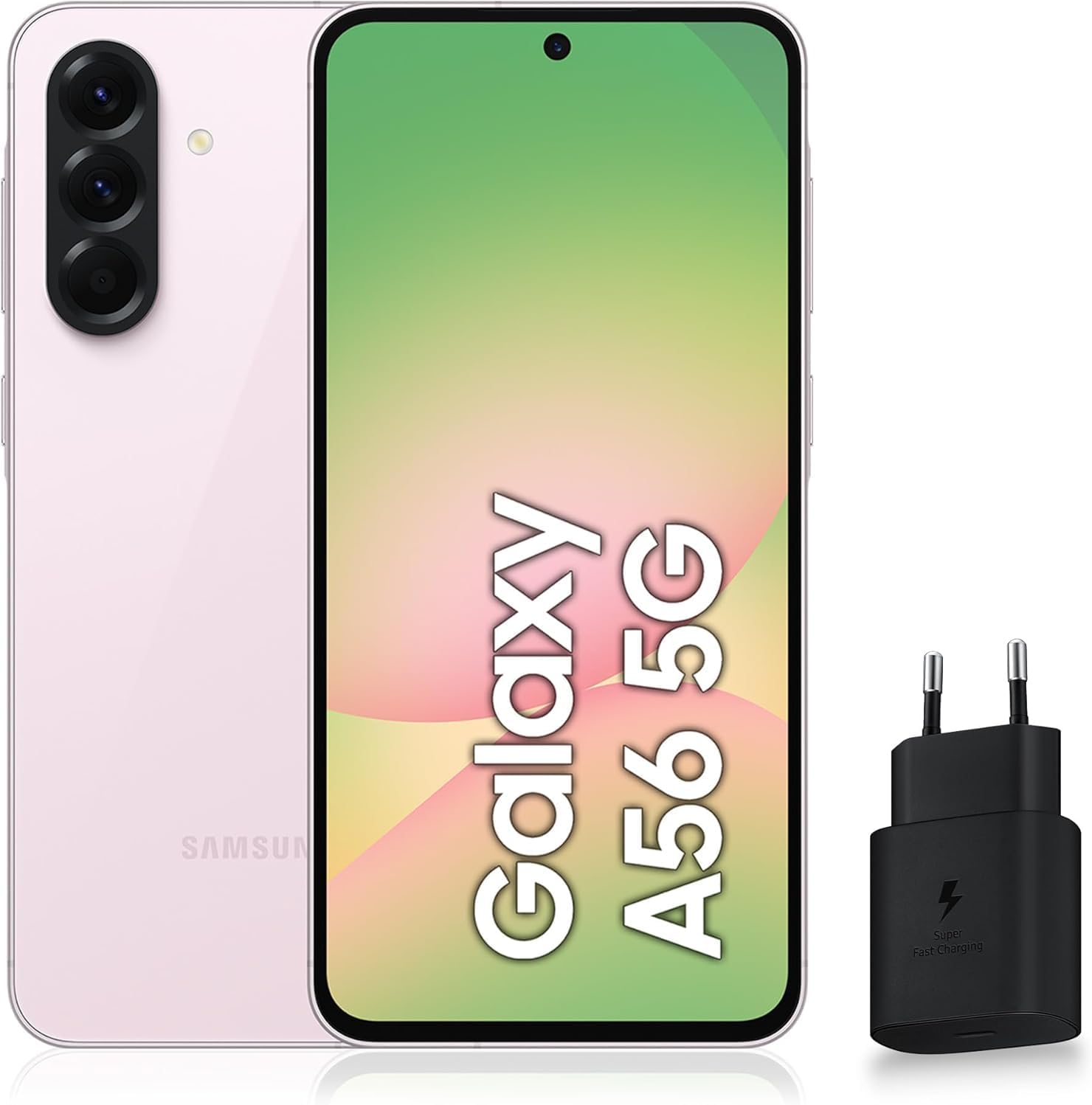 Samsung Galaxy A56 5G, Android Smartphone, 128GB, 25W Fast Mains Charger Included, Unlocked Smartphone, Pink