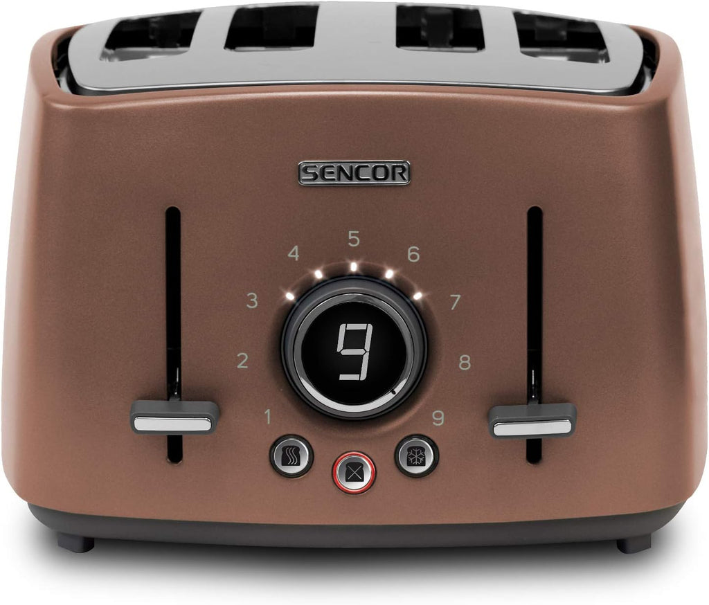 Sencor STS 6076GD 4-Slice Toaster – Premium Gold Design, 6 Browning Levels, Wide Slots & Reheat/Defrost Functions