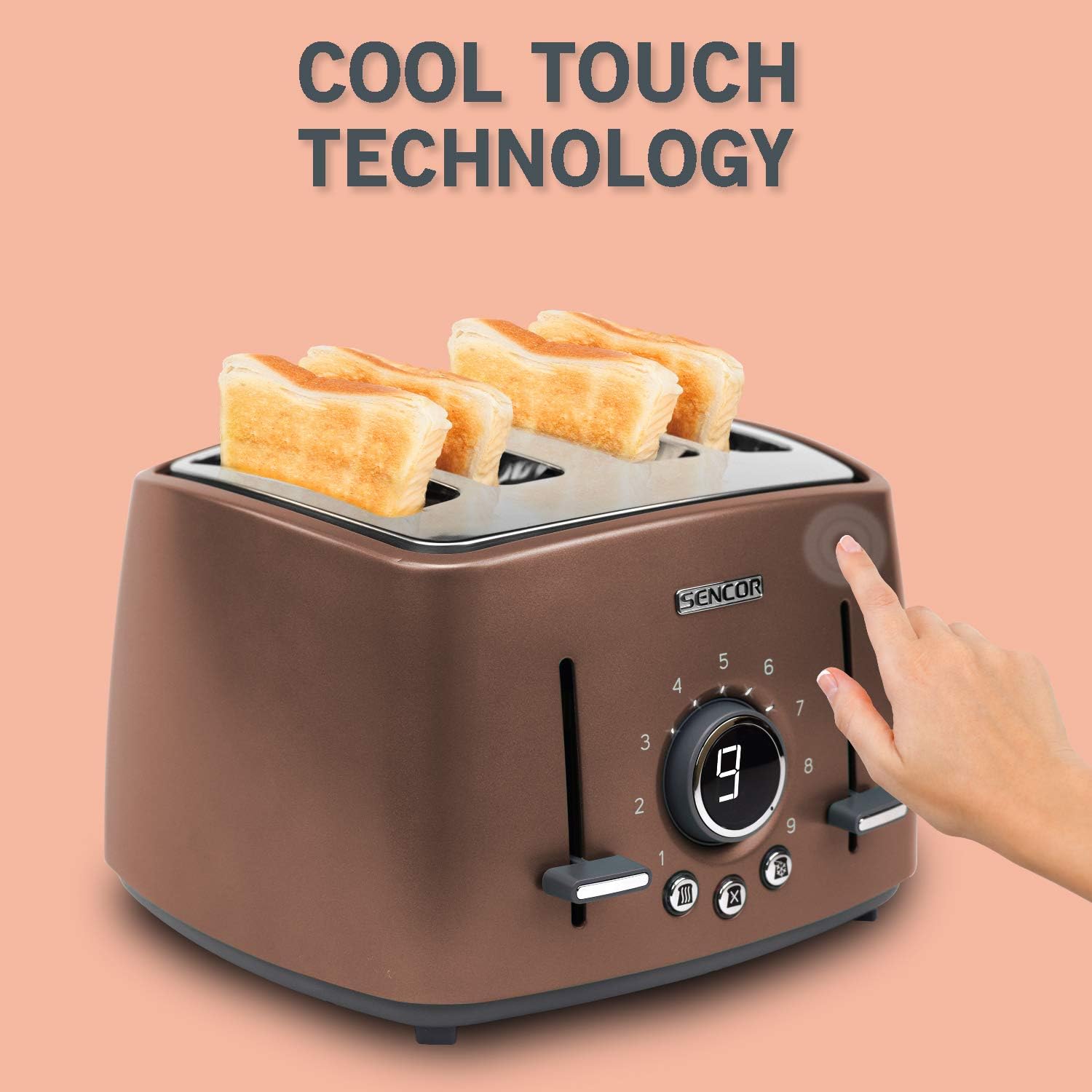 Sencor STS 6076GD 4-Schlitz-Toaster – Premium Gold Design, 6 Bräunungsstufen, breite Schlitze & Aufwärm-/Auftau-Funktionen