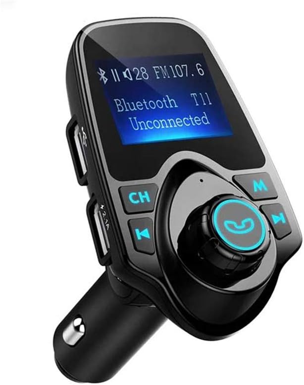 Lecteur MP3 Bluetooth T11 pour voiture avec transmetteur FM – Musique sans fil, appels mains libres et double port USB pour la recharge.